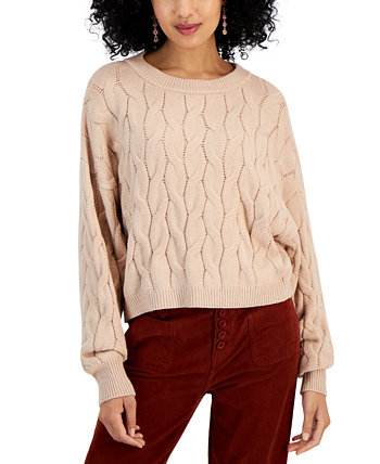 Укороченный свитер с круглым вырезом юниорской вязки косой вязки Pink Rose