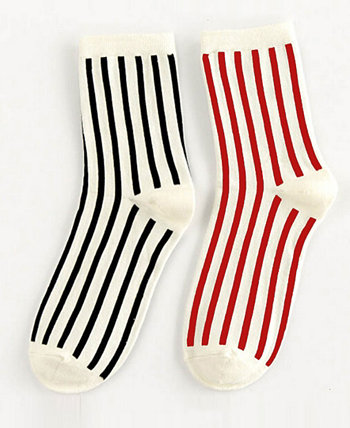 Women's Vertical Stripes Two Pair Pack Socks Stems