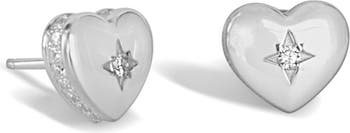 Серьги-гвоздики Lisa Schwartz из стерлингового серебра с фианитами в форме сердца и звездным светом Liza Schwartz