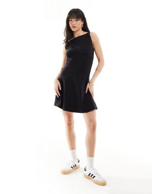 ASOS DESIGN tennis dress with dropped hem in black ASOS DESIGN