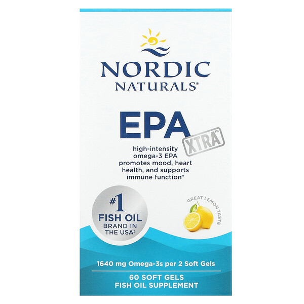 EPA Xtra, Большой лимон, 60 мягких капсул Nordic Naturals