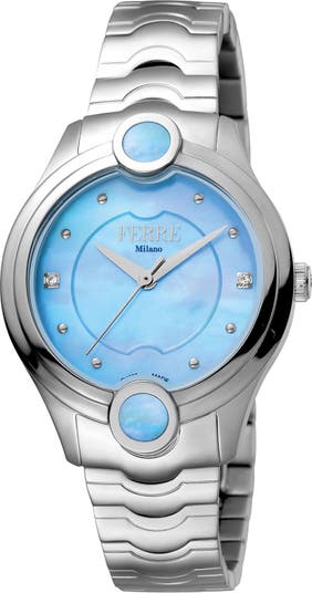 Женские часы с перламутровым браслетом, украшенные кристаллами, 34 мм Ferre Milano