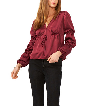 Женская блузка с длинным рукавом и v-образным вырезом с завязками 1.STATE