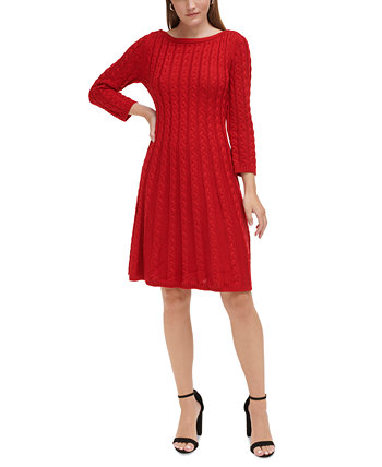 Платье-свитер приталенного кроя миниатюрной вязки с расклешенной кромкой Jessica Howard