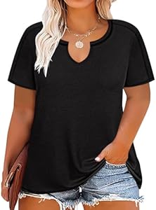 RITERA Plus Size Tops for Women Blouse Button Summer Crewneck Short Sleeve Fashion Casual T-Shirts Pullover XL-5XL Ritera