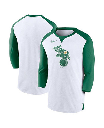 Мужская белая, зеленая футболка Kelly Oakland Athletics с рукавом 3/4 с перемоткой Nike