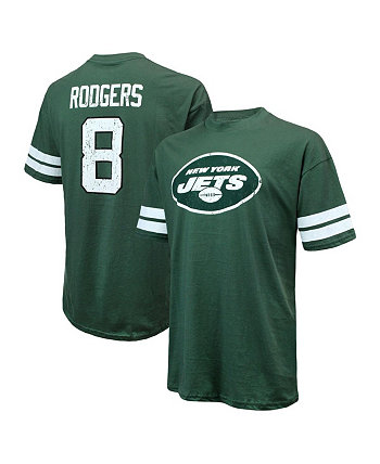 Мужская футболка с надписью Aaron Rodgers Green Distressed New York Jets с именем и номером Oversize Majestic