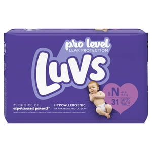 Luvs Pro Level Leak Protection Comfortable Diapers - Newborn, 31 Count Luvs