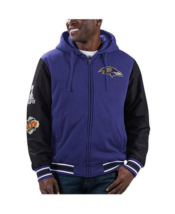 Мужская фиолетово-черная куртка с капюшоном и молнией во всю длину Baltimore Ravens Player Option G-III Sports