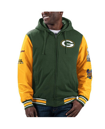 Мужская зелено-золотая куртка с капюшоном и молнией во всю длину Green Bay Packers Player Option G-III Sports