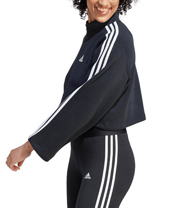 Женский кроп-свитшот Adidas с застежкой на молнию и 3 полосками Adidas