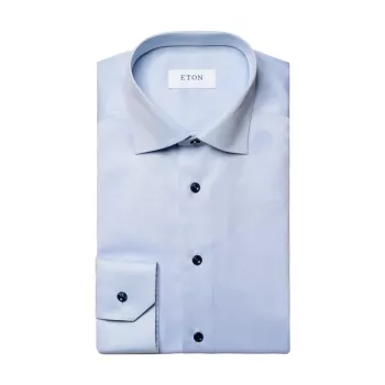 Рубашка приталенного кроя из твила с темно-синими пуговицами Eton