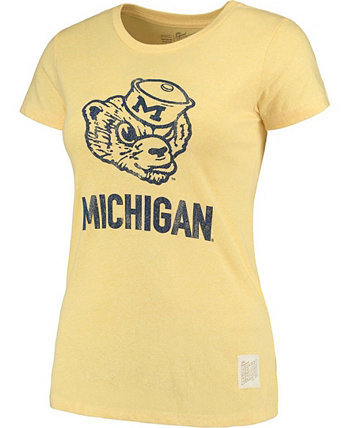 Женская футболка с круглым вырезом Maize Michigan Wolverines Tri-Blend Original Retro Brand