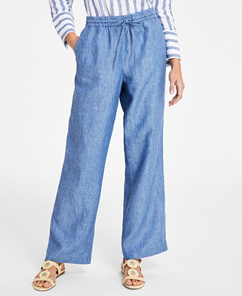 Льняные брюки с завязками с высокой посадкой, созданные для Macy's Charter Club