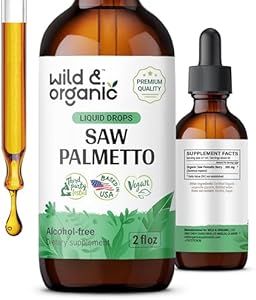 Wild & Organic Saw Palmetto Liquid Drops (Жидкие капли) - Urinary Health w/Saw Palmetto for Men - Alcohol-Free (Безалкогольный) Liquid Saw Palmetto for Urinary Support - Pure Saw Palmetto Supplement - Serenoa Repens - 2 oz (Унции) Wild & Organic