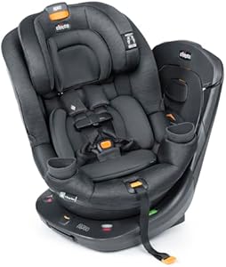 Chicco Fit360 ClearTex Rotating Convertible Car Seat with 360 Degree Rotation for Rear-Facing and Forward-Facing Usage, LeverLock Self-Tensioning Lock System | Black/Black Chicco