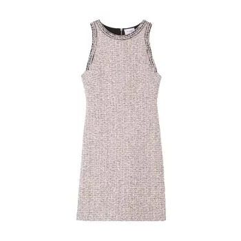 Твидовое мини-платье без рукавов букле St. John