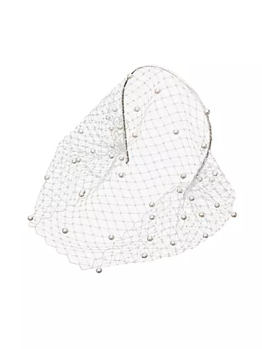 Voilette Faux Pearl Veil Headband Jennifer Behr