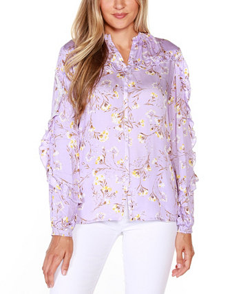 Женская блуза с цветочным принтом и рюшами на пуговицах спереди Black Label Belldini