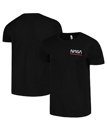 Men's and Women's Black NASA Logo Stripe T-shirt Mad Engine