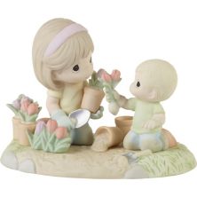 Precious Moments A Mother's Love Makes A Garden Grow Bisque Porcelain Boy Figurine Precious Moments