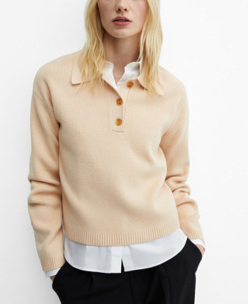 Women's Buttoned Collar Knit Sweater MANGO