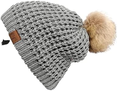 C.C Hatsandscarf Exclusives Unisex Solid Ribbed Beanie with Pom (HAT-43) C.C