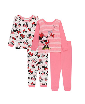 Toddler Girls Minnie Mouse T-shirt and Pajama, 4 Piece Set Minnie Mouse