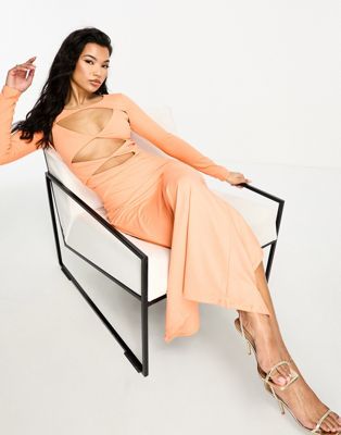  Оранжевое платье макси с вырезами Simmi Simmi Clothing