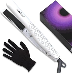 AmoVee Mini Portable Flat Iron, Ceramic Tourmaline Dual Voltage Travel Hair Straightener, Small Flat Irons for Short Hair, Black AmoVee