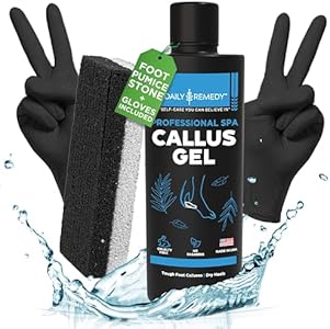 Foot Callus Remover Gel Set - Professional Callus Remover for Feet Gel - Calloused Feet Remover Gel - Feet Callus Remover for Smooth Feet & Cracked Heels - 8oz with Pumice Stone - Made in USA DAILY REMEDY