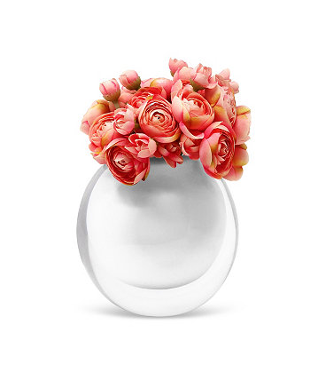 Double Wall, Inlay Glass Vase with Pink Flowers Vivience