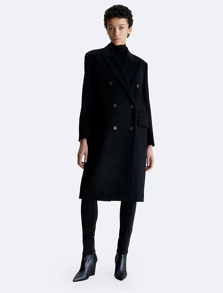 Двубортное пальто из смесовой шерсти Calvin Klein