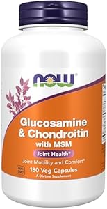 NOW Foods Supplements, Glucosamine & Chondroitin with MSM, Joint Health, Mobility and Comfort*, 180 Veg Capsules (Вегетарианские капсулы) NOW Foods