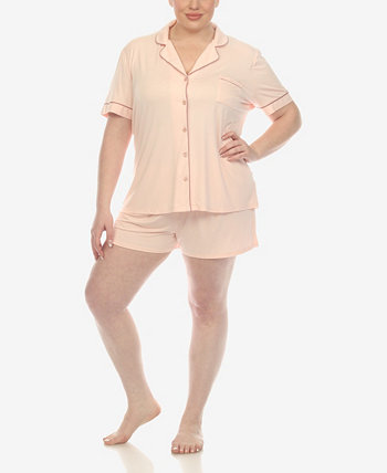 Plus Size 2 Pc. Short Sleeve Pajama Set White Mark