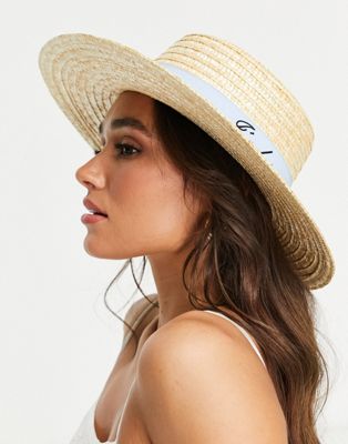 Соломенная шляпа-канотер с вышивкой j'adore и регулятором размера ASOS DESIGN ASOS DESIGN