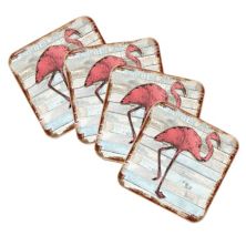Подарочный набор из 4 деревянных пробковых подставок Flamingo Coastal от Nature Wonders Nature Wonders