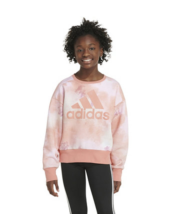 Флисовый пуловер с круглым вырезом и длинными рукавами для больших девочек Adidas