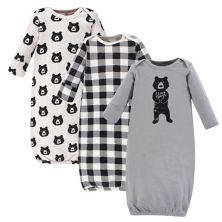 Yoga Sprout Baby Boy Cotton Long-Sleeve Gowns 3pk, Bear Hugs Yoga Sprout