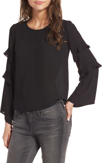 Ruffle Bell Sleeve Blouse ALL IN FAVOR