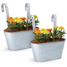Large Galvanized Hanging Bucket Planter, Metal Tin Buckets for Flowers (10 x 4.5 x 5 in, 2 Pack) Juvale
