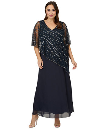 Plus Size Beaded Popover Gown Adrianna Papell