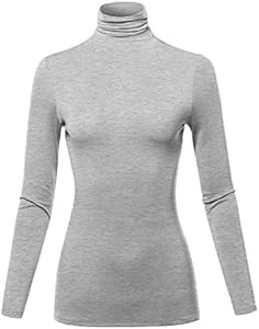 SSOULM Women's Slim Lightweight Long Sleeve Pullover Turtleneck Shirt Top with Plus Size Ssoulm