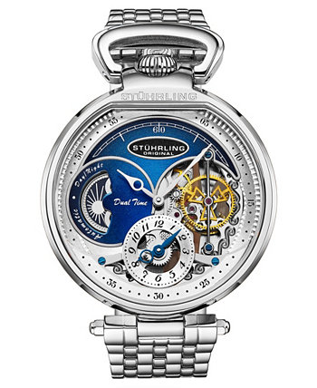 Мужские автоматические серебряные часы с браслетом из нержавеющей стали 46 мм Stuhrling
