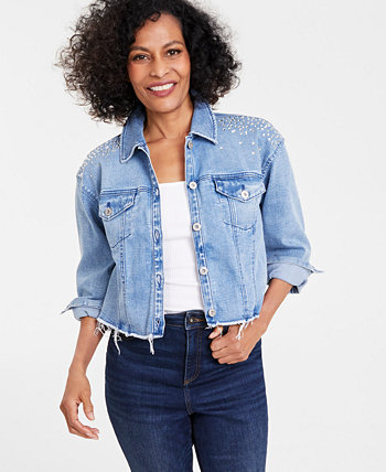 Женская джинсовая куртка Trucker с украшением, созданная для Macy's I.N.C. International Concepts
