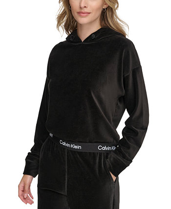Женский велюровый пуловер с капюшоном Calvin Klein