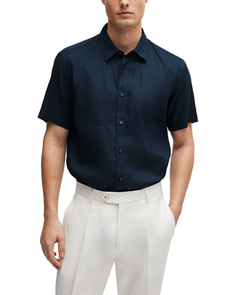 Мужская рубашка из шамбре приталенного кроя BOSS