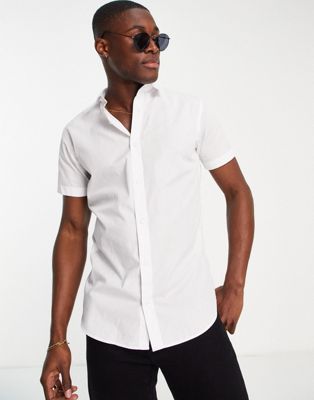 Белая рубашка из эластичного хлопка с короткими рукавами Jack & Jones Originals Jack & Jones