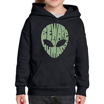 Beware of Humans - Girl's Word Art Hooded Sweatshirt LA Pop Art