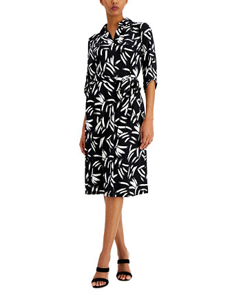 Миниатюрное платье-рубашка с рукавами 3/4 и принтом, созданное для Macy's Alfani